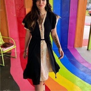 Rare NWT L.A.M.B. Lamb by Gwen Stefani Silk Inset Dress Black Midi Sz 2